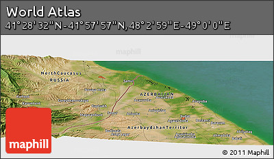 Satellite Panoramic Map of the Area around 41° 43' 14" N, 48° 31' 29" E