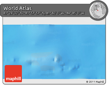 Shaded Relief 3D Map of the Area around 41° 43' 14" N, 49° 13' 30" W