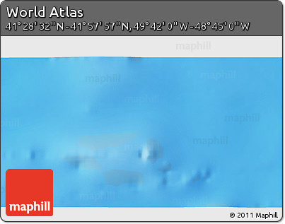 Shaded Relief 3D Map of the Area around 41° 43' 14" N, 49° 13' 30" W