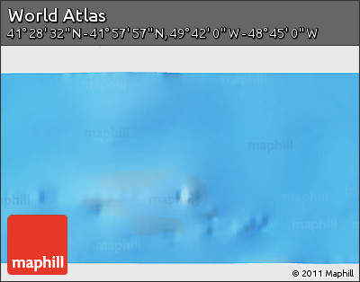 Shaded Relief 3D Map of the Area around 41° 43' 14" N, 49° 13' 30" W