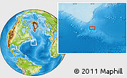 Physical Location Map of the area around 41° 43' 14" N, 49° 13' 30" W