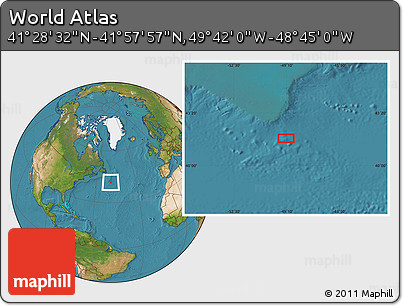 Satellite Location Map of the Area around 41° 43' 14" N, 49° 13' 30" W