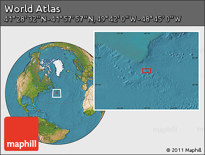 Satellite Location Map of the Area around 41° 43' 14" N, 49° 13' 30" W