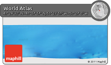Shaded Relief Panoramic Map of the Area around 41° 43' 14" N, 50° 55' 29" W