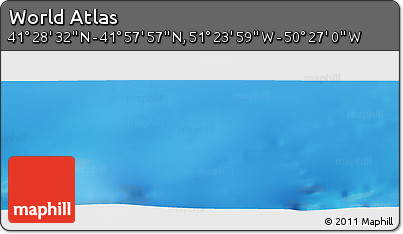 Shaded Relief Panoramic Map of the Area around 41° 43' 14" N, 50° 55' 29" W