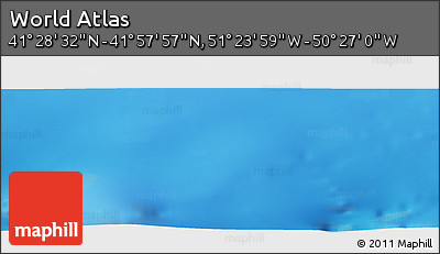 Shaded Relief Panoramic Map of the Area around 41° 43' 14" N, 50° 55' 29" W