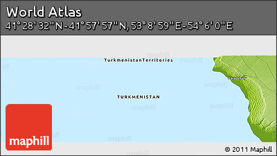 Physical Panoramic Map of the Area around 41° 43' 14" N, 53° 37' 30" E