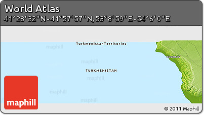 Physical Panoramic Map of the Area around 41° 43' 14" N, 53° 37' 30" E