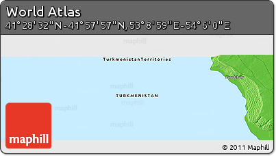 Political Panoramic Map of the Area around 41° 43' 14" N, 53° 37' 30" E
