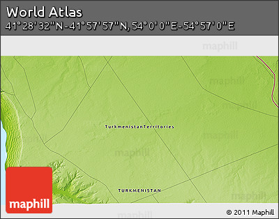 Physical 3D Map of the Area around 41° 43' 14" N, 54° 28' 30" E