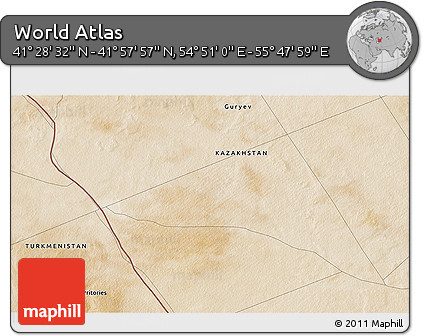 Satellite 3D Map of the Area around 41° 43' 14" N, 55° 19' 30" E