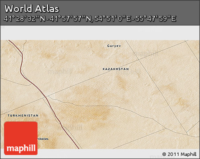 Satellite 3D Map of the Area around 41° 43' 14" N, 55° 19' 30" E