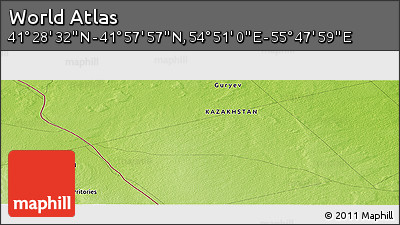 Physical Panoramic Map of the Area around 41° 43' 14" N, 55° 19' 30" E