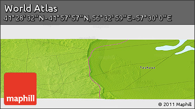 Physical Panoramic Map of the Area around 41° 43' 14" N, 57° 1' 29" E