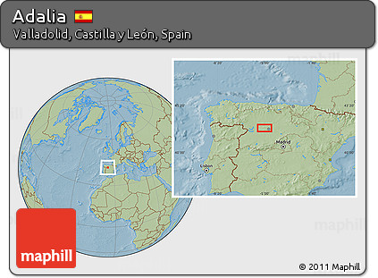 Savanna Style Location Map of Adalia, hill shading
