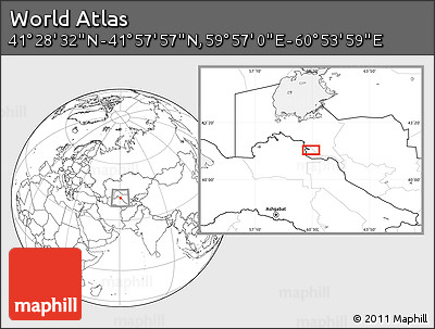 Blank Location Map of the Area around 41° 43' 14" N, 60° 25' 29" E