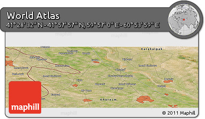 Satellite Panoramic Map of the Area around 41° 43' 14" N, 60° 25' 29" E