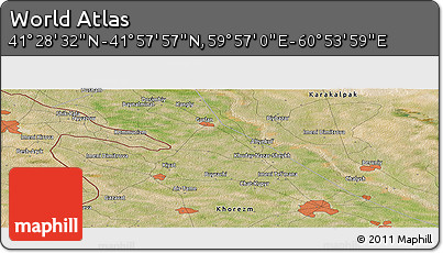Satellite Panoramic Map of the Area around 41° 43' 14" N, 60° 25' 29" E