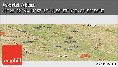 Satellite Panoramic Map of the Area around 41° 43' 14" N, 60° 25' 29" E