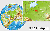 Physical Location Map of the area around 41° 43' 14" N, 61° 16' 29" E