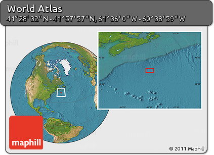 Satellite Location Map of the Area around 41° 43' 14" N, 61° 7' 30" W