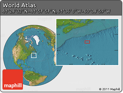 Satellite Location Map of the Area around 41° 43' 14" N, 61° 7' 30" W