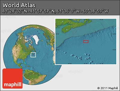 Satellite Location Map of the Area around 41° 43' 14" N, 61° 7' 30" W