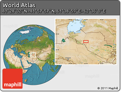 Satellite Location Map of the Area around 41° 43' 14" N, 62° 7' 30" E