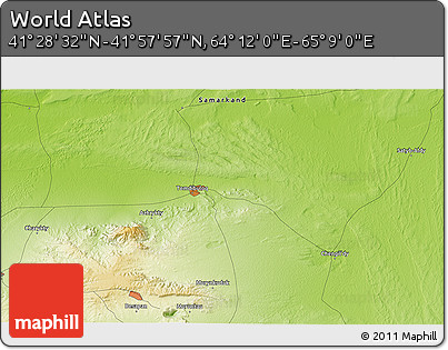 Physical 3D Map of the Area around 41° 43' 14" N, 64° 40' 30" E