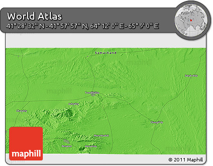 Political 3D Map of the Area around 41° 43' 14" N, 64° 40' 30" E