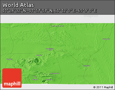 Political 3D Map of the Area around 41° 43' 14" N, 64° 40' 30" E