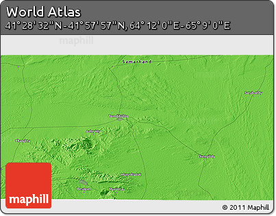 Political 3D Map of the Area around 41° 43' 14" N, 64° 40' 30" E