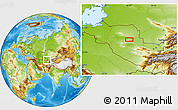 Physical Location Map of the area around 41° 43' 14" N, 64° 40' 30" E