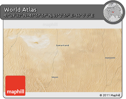 Satellite 3D Map of the Area around 41° 43' 14" N, 65° 31' 30" E