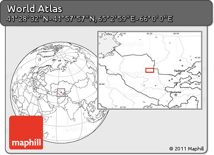 Blank Location Map of the Area around 41° 43' 14" N, 65° 31' 30" E