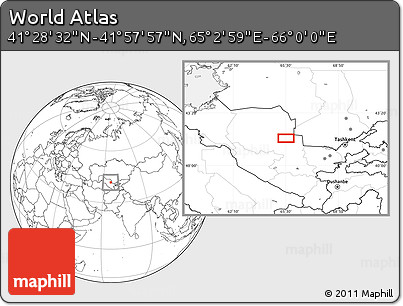 Blank Location Map of the Area around 41° 43' 14" N, 65° 31' 30" E