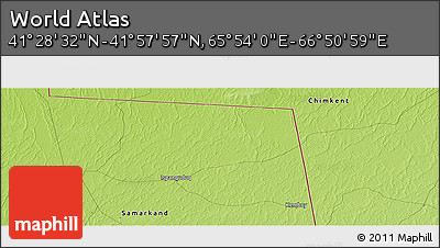 Physical Panoramic Map of the Area around 41° 43' 14" N, 66° 22' 30" E