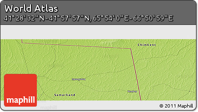 Physical Panoramic Map of the Area around 41° 43' 14" N, 66° 22' 30" E