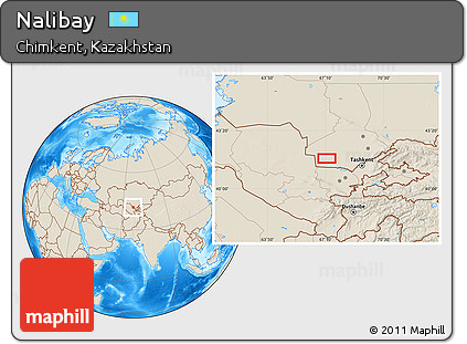 Shaded Relief Location Map of Nalibay