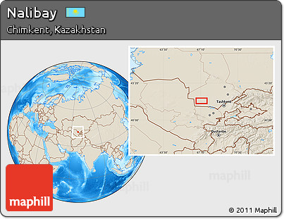 Shaded Relief Location Map of Nalibay
