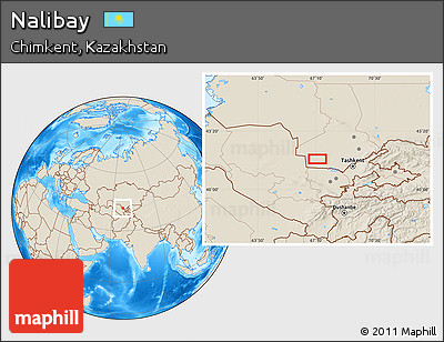 Shaded Relief Location Map of Nalibay