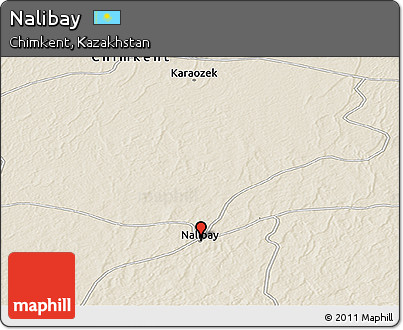 Shaded Relief Panoramic Map of Nalibay