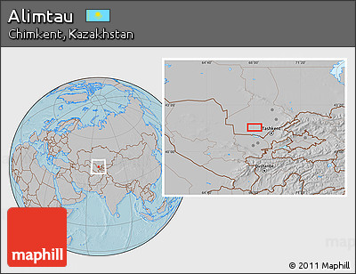 Gray Location Map of Alimtau, hill shading