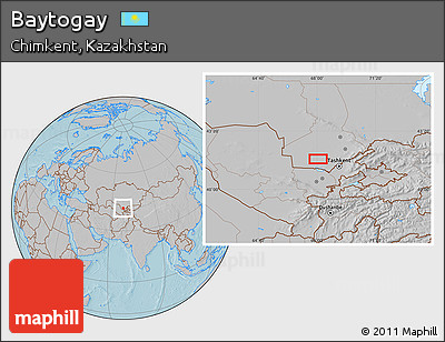 Gray Location Map of Baytogay, hill shading