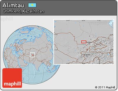 Gray Location Map of Alimtau, hill shading