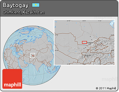Gray Location Map of Baytogay, hill shading