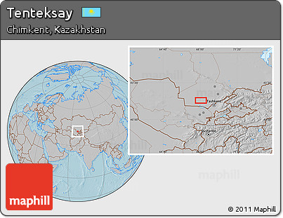 Gray Location Map of Tenteksay, hill shading