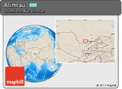 Shaded Relief Location Map of Alimtau