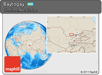 Shaded Relief Location Map of Baytogay