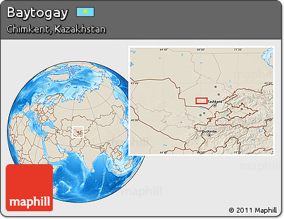 Shaded Relief Location Map of Baytogay